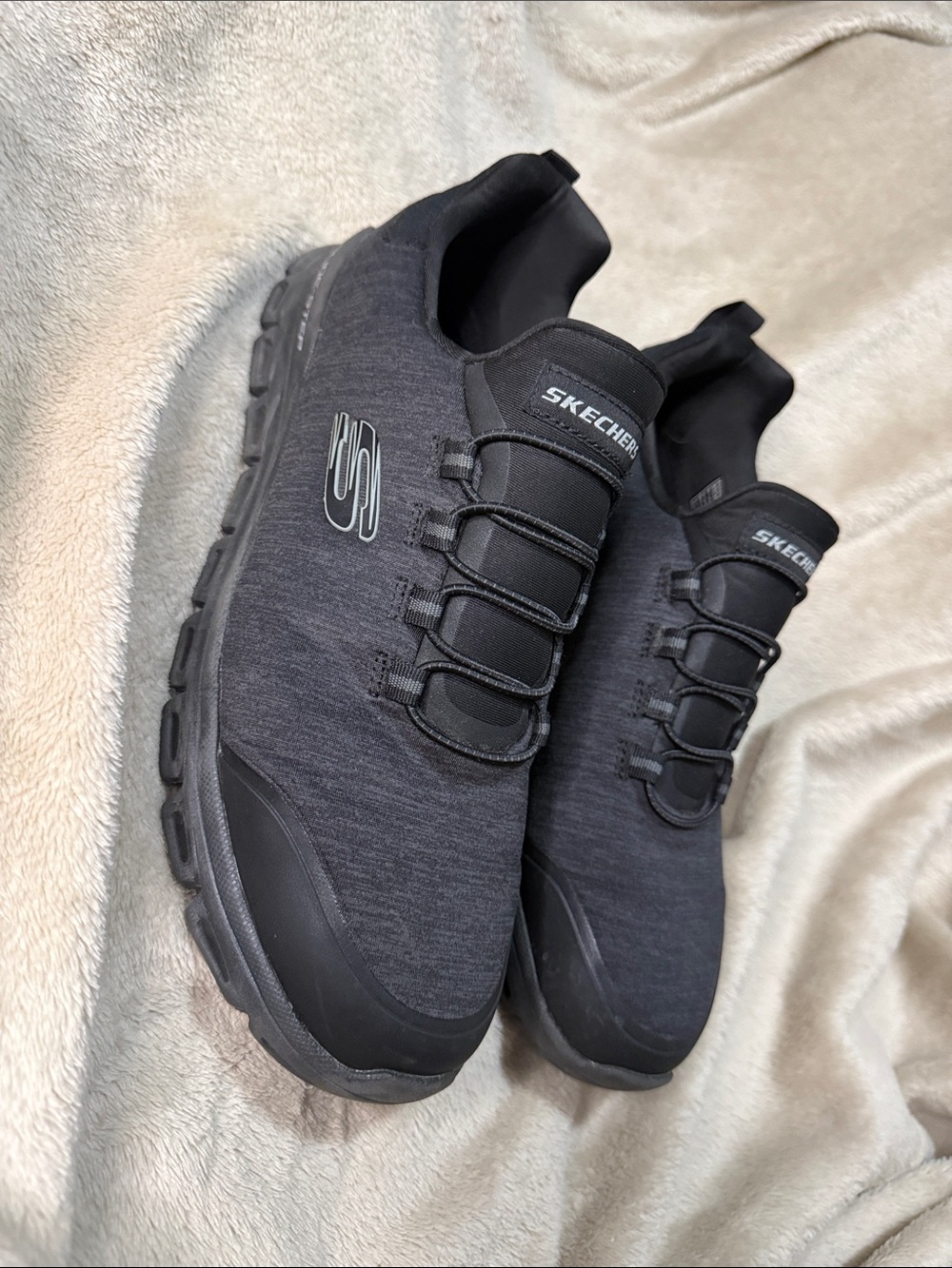 Skechers Men's Charcoal Black Slip-On Athletic Sneakers